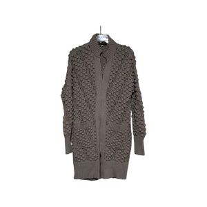 Women’s Forte Cashmere Cotton Knit Long Cardigan in Grey Sz Sm